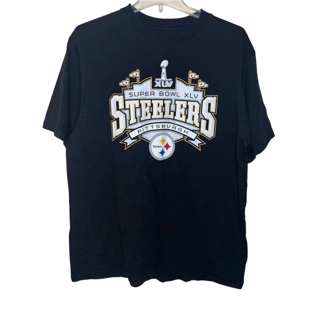 Reebok Pittsburgh Steelers Super Bowl 45 Double Sided T-shirt with Roster XL
